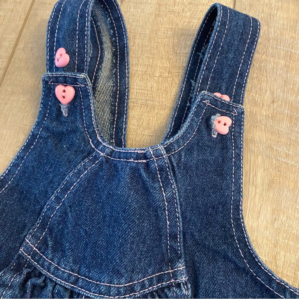 Vintage 80s Raggedy Ann Girls Size 24mo Blue Denim Overalls - Picture 3 of 7
